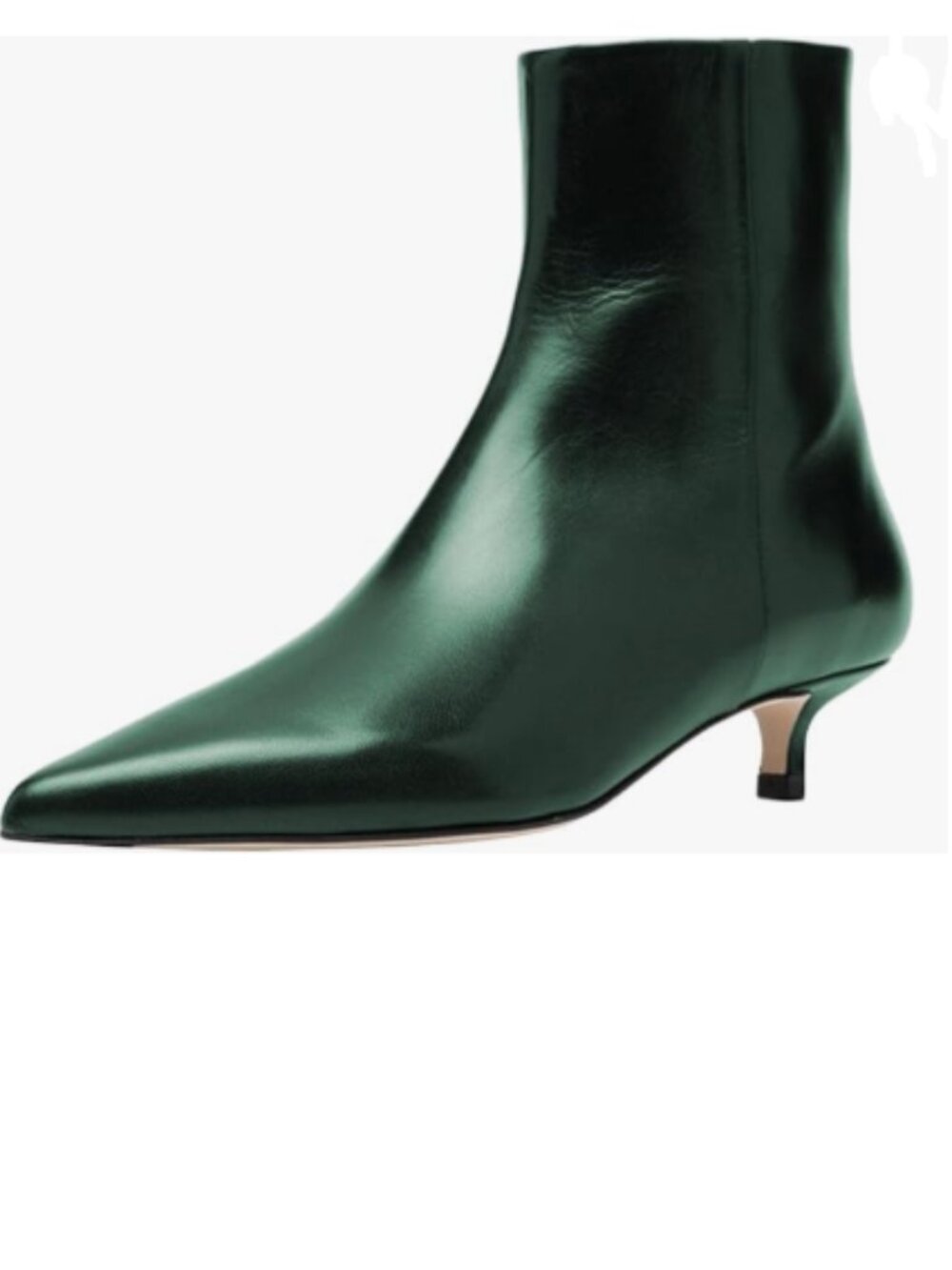 FOWT Dark Green Pointed Toe Ankle Boots Side Zipper Kitten Low Heel Short Bootie